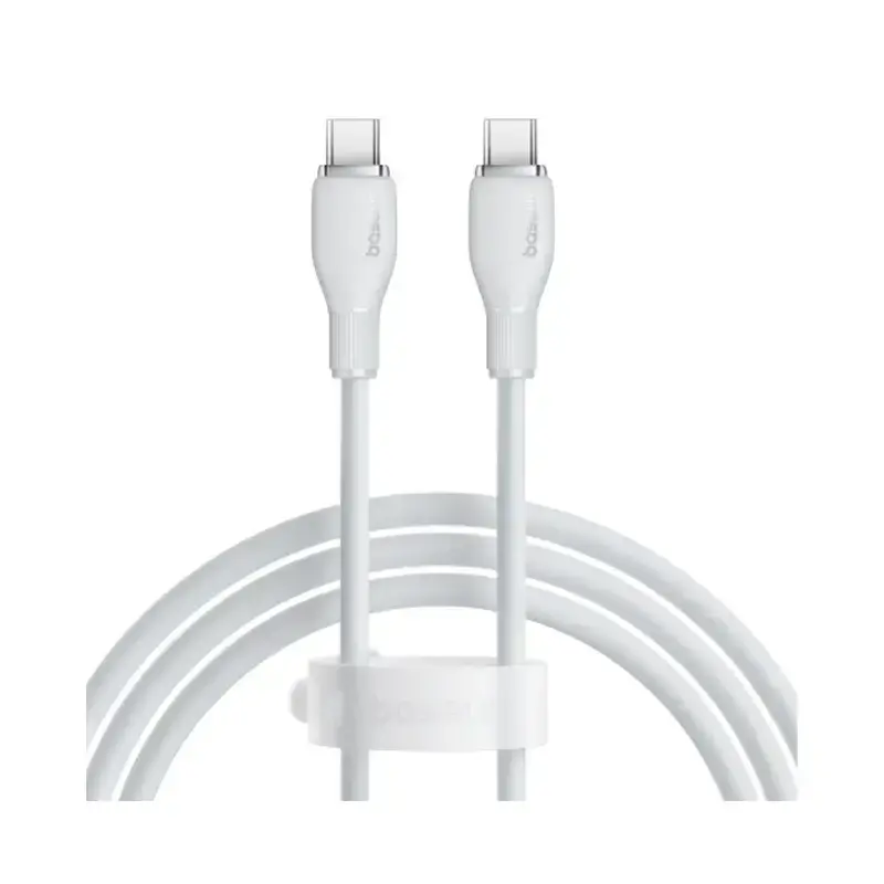 کابل باسئوس مدل Pudding Fast Charging USB-C To USB-C رنگ سفید